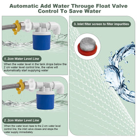Jaolee waterer mini float valve with knob for leak-free seal.