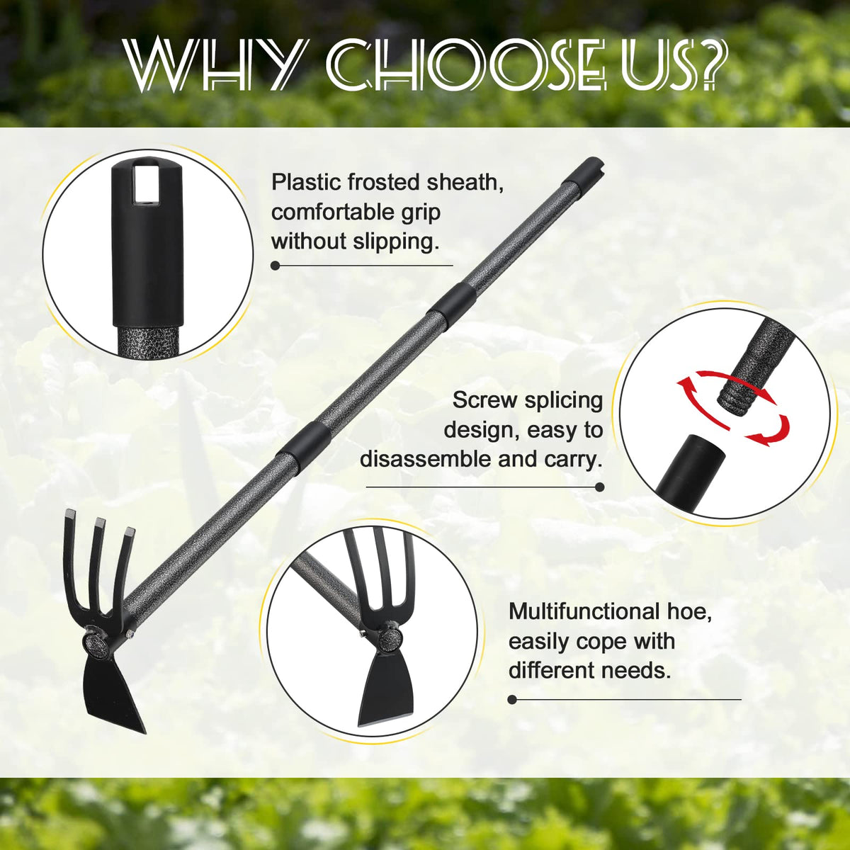 JAOTREL non-slip grip enhances control while weeding and digging.
