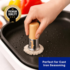JapanBargain Teppanyaki oil applicator used on a hot grill for controlled oiling.