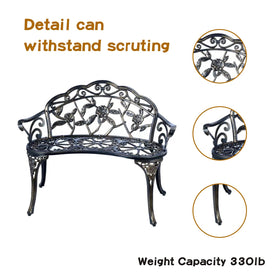 Jardin de Centennial outdoor bench side view showing sturdy frame.