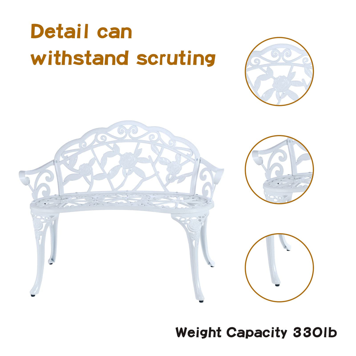 JARDIN DE CENTENNIAL bench features safe edges for worry-free outdoor use.