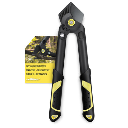 Jardineer 16.5-inch lopper with gear assist enables smooth pruning in the garden.