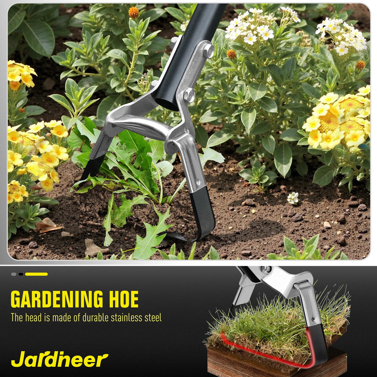 Jardineer 65 manganese steel blade delivers durable, long-lasting cutting performance.
