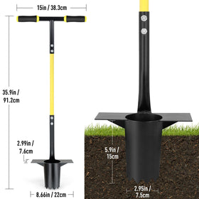Jardineer Bulb Planter Durable construction withstands tough soil and wear.