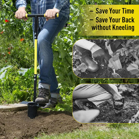 Jardineer Bulb Planter Multi-Purpose design supports transplanting and aeration.