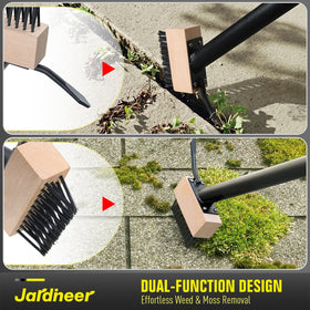 Driveway crack cleaning with Jardineer tool demonstrating precision in narrow gaps