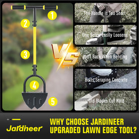Jardineer edger stores easily for tidy garden tool organization.