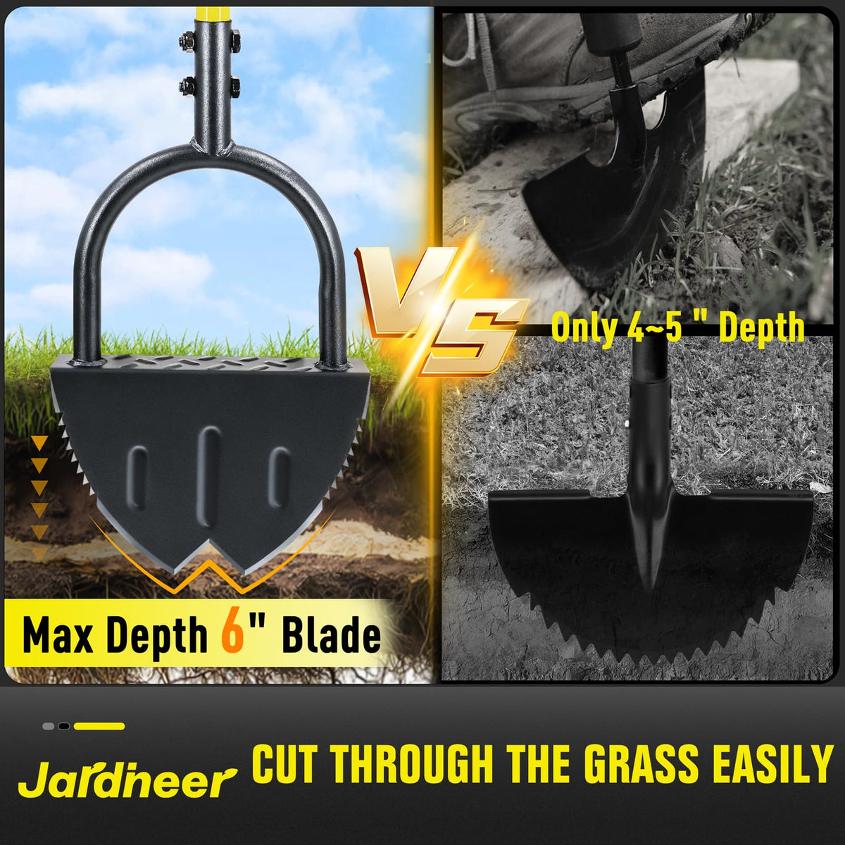 Jardineer dual V-shaped blades deliver clean cuts around borders.