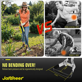 Jardineer ergonomic TPR grip enhances comfort for prolonged garden work.