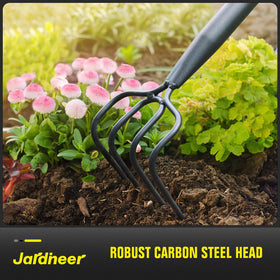 Jardineer ergonomic auxiliary handle for reduced back strain during tilling