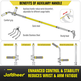 Jardineer long-handle garden tiller for comfortable extended reach