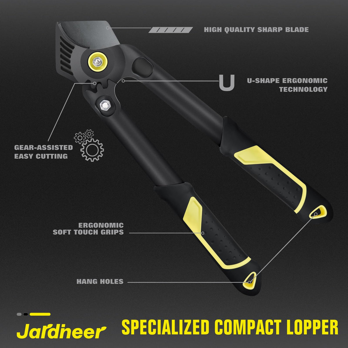 Ergonomic grip on Jardineer lopper supports comfortable all-day use.