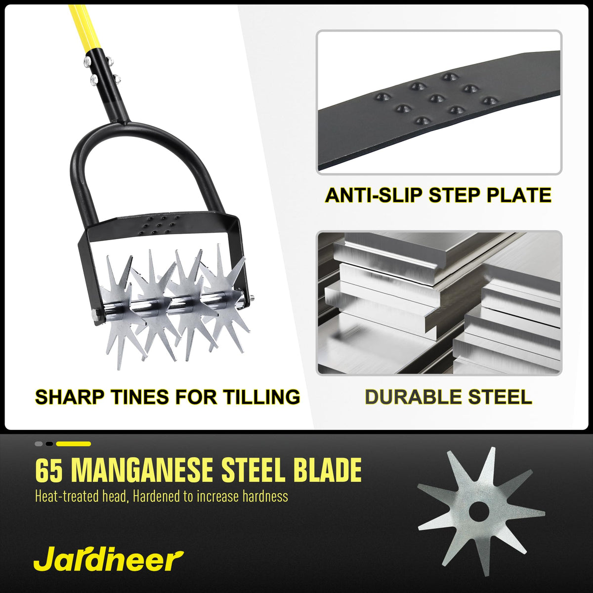 Jardineer Rotary Cultivator heavy-duty blades tackle hard soil confidently