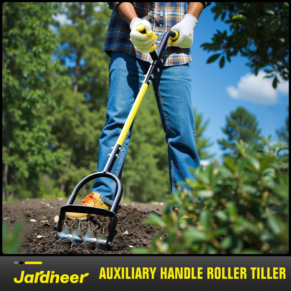 Jardineer Rotary Cultivator compatible with lawn reseeding and bed preparation