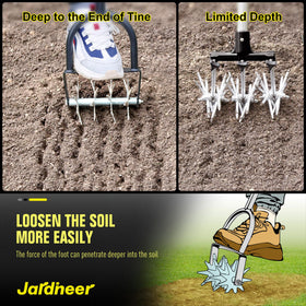 Jardineer Rotary Cultivator enables soil aeration and clump-breaking for healthier beds