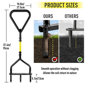 Jardineer triangular-handle aerator held for stable control