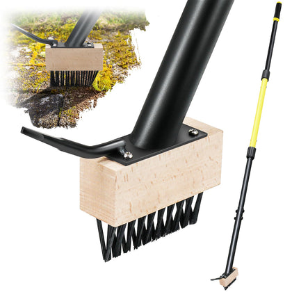 Jardineer weed moss remover brush with 59-inch reach clearing driveway cracks
