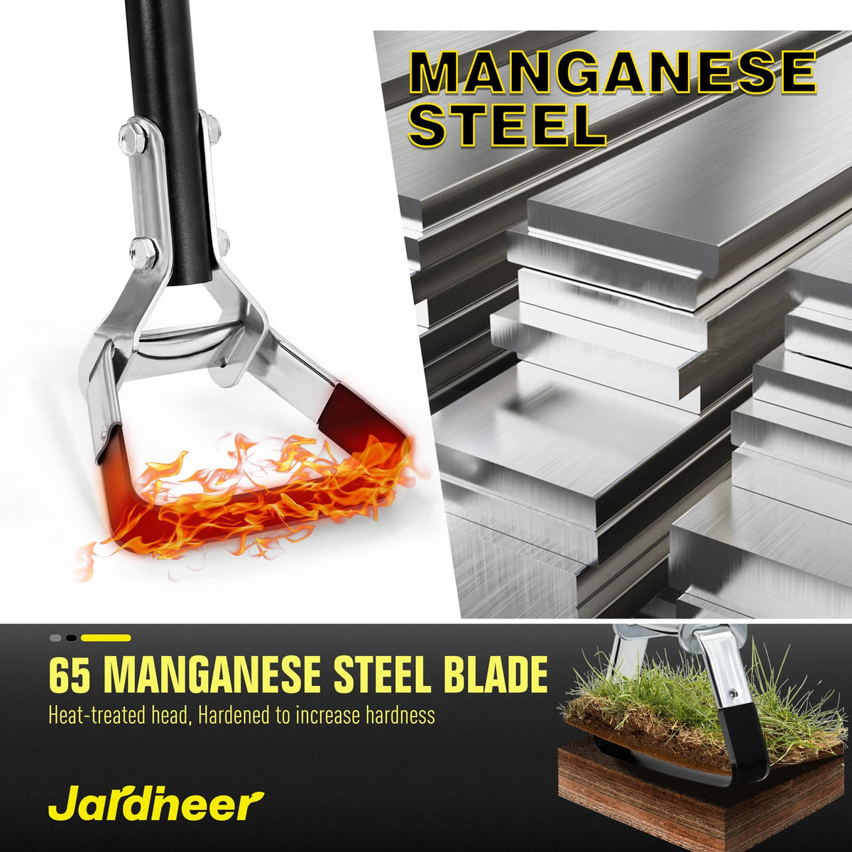 Jardineer multi-use weeding tool ideal for soil preparation and seed placement.