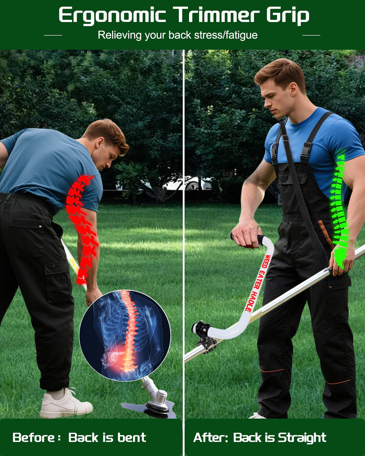 Jardirossa weed eater handle offers angle adjustment for customizable comfort during edging.