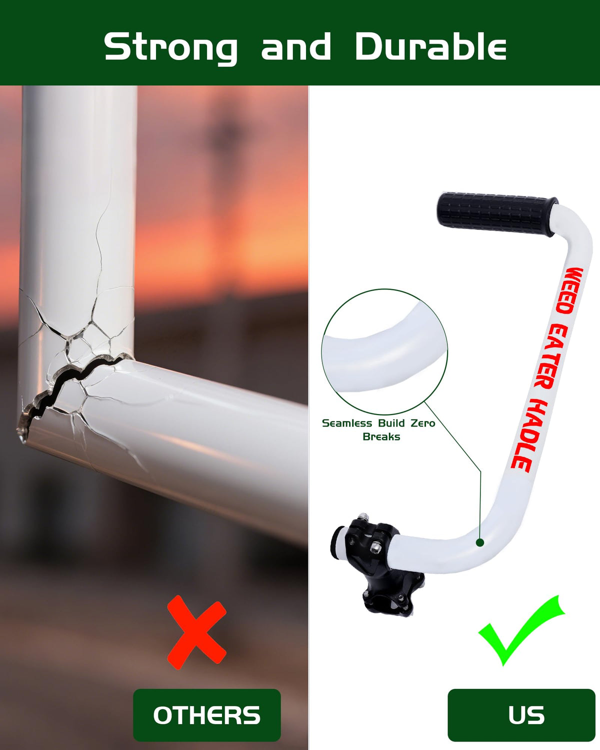 Jardirossa back-saver weed eater handle enables longer sessions with comfort.