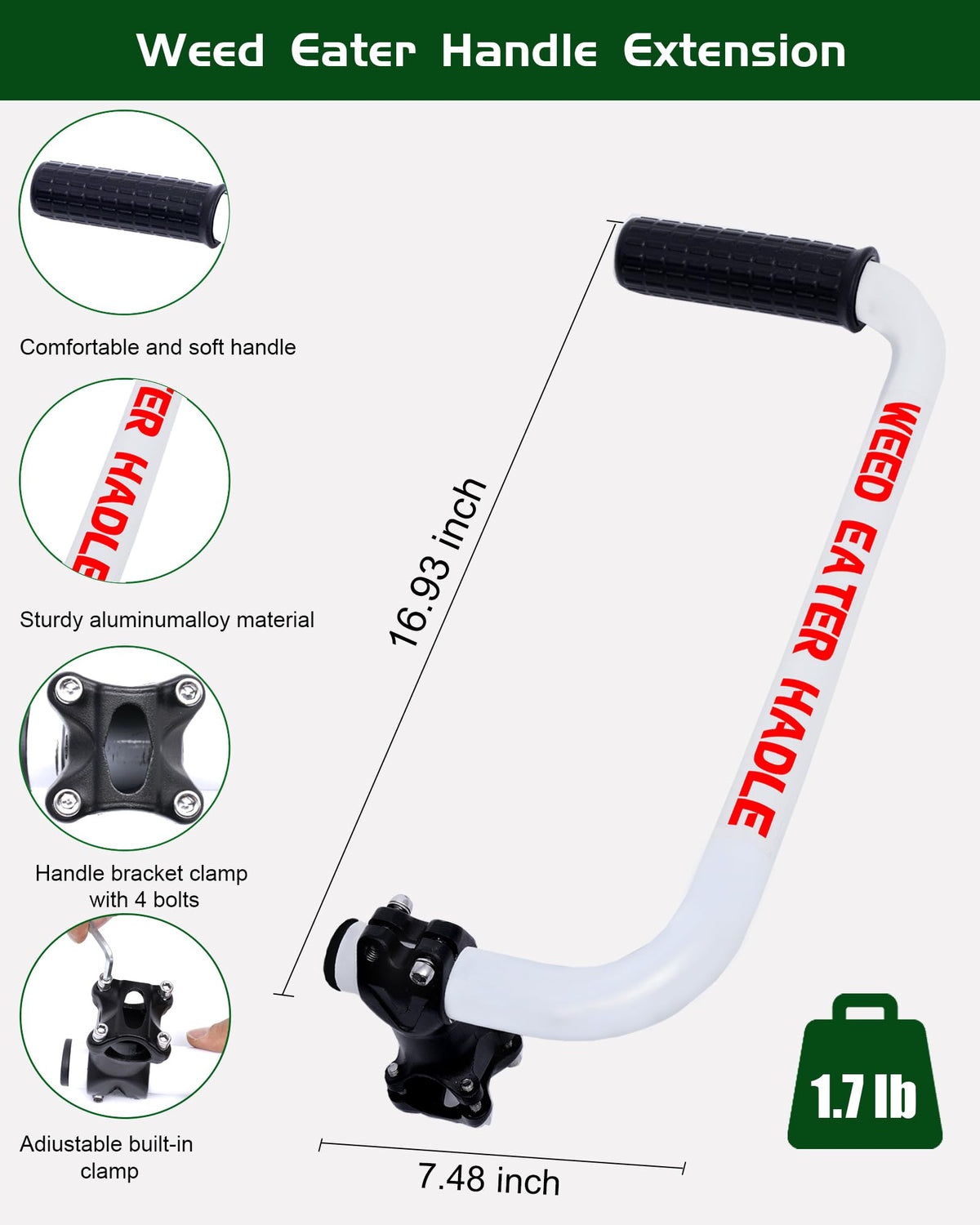 Jardirossa weed eater handle installation is simple with bolts and an Allen wrench.