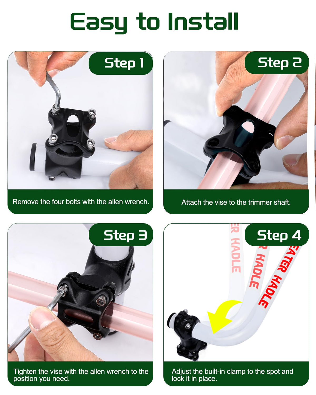 Jardirossa handle with adjustable shoulder strap enhances balance during trimming.