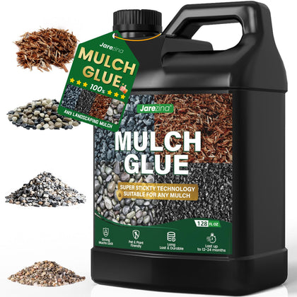 Jarezina Mulch Glue bottle pour demonstrates easy spray-ready application for garden beds