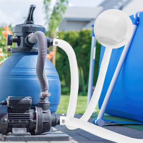 Jarkamm hoses available in white and blue to match pool aesthetics