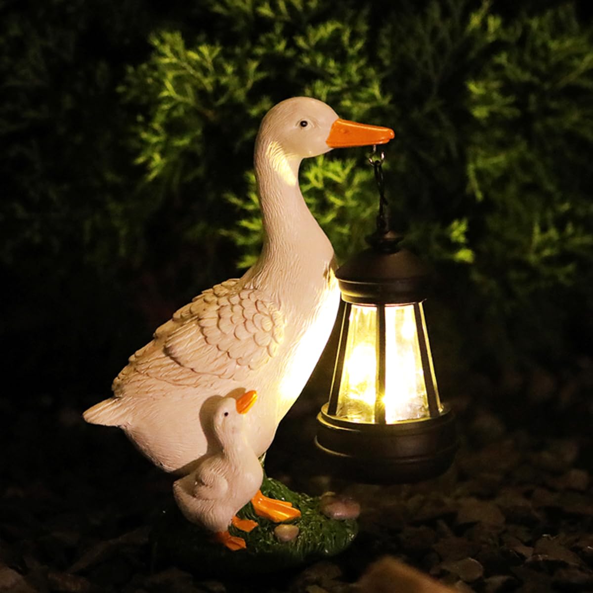 JARPSIRY garden duck statue with solar lantern adds warm ambient glow for outdoor spaces