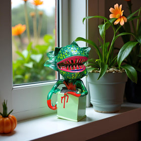 JARPSIRY gothic piranha plant figurine brings dark whimsy to indoor shelves or desks.