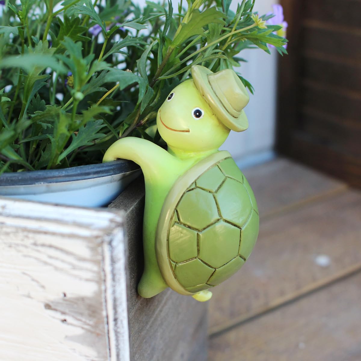 JARPSIRY compact turtle statue for small to medium planters