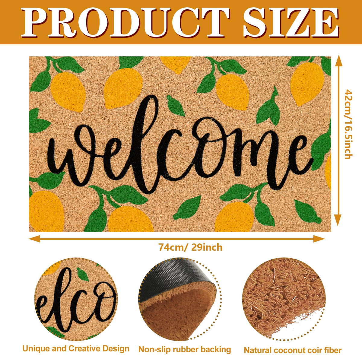 JarThenaAMCS coir doormat highlighting natural fibers for entryway dirt scraping