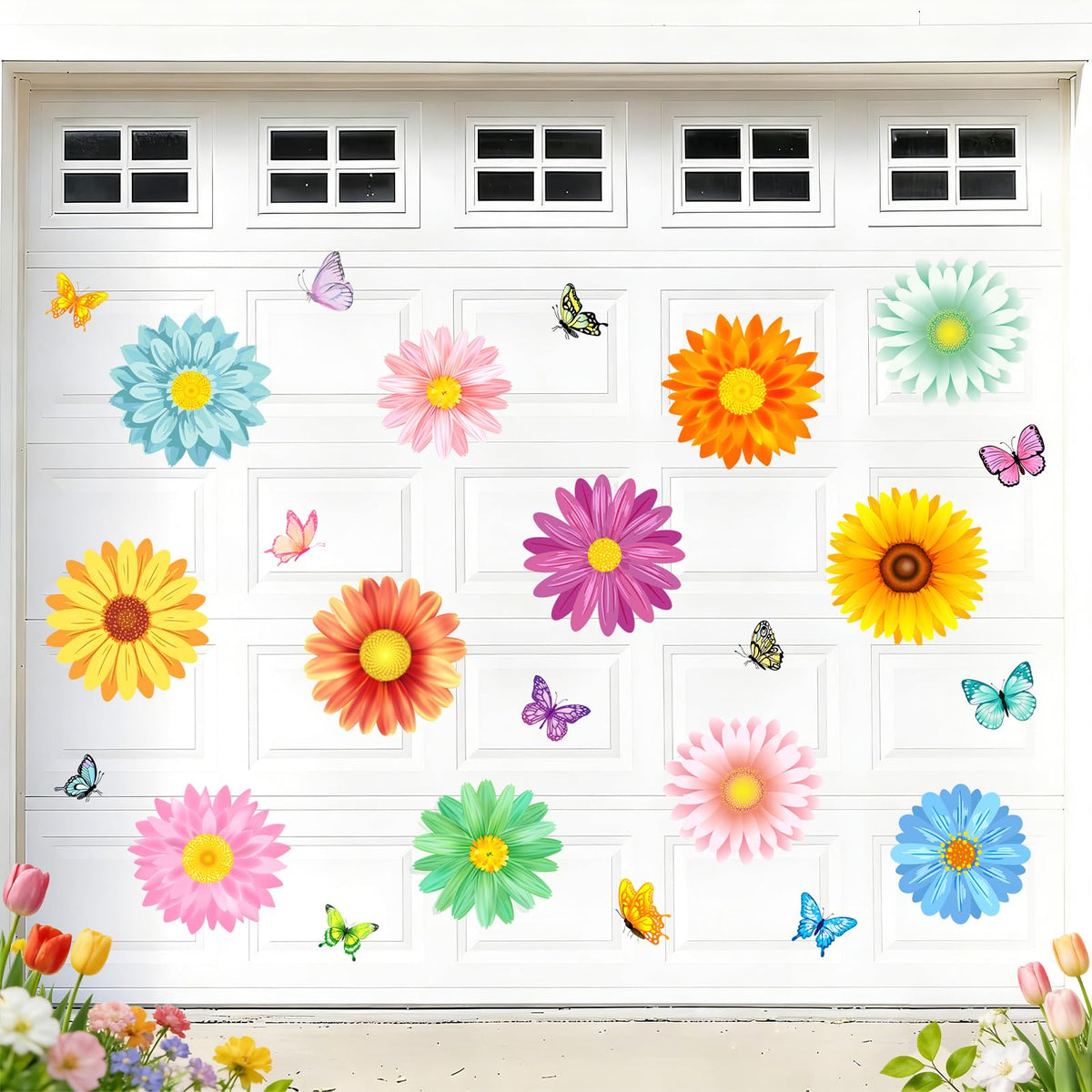 JarThenaAMCS daisy-butterfly magnets brighten a fridge with a fresh spring look