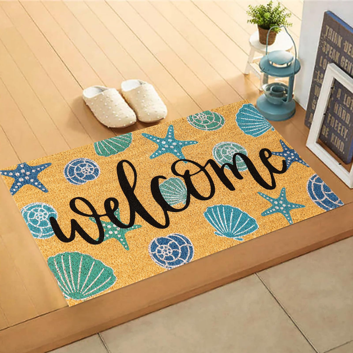 JarThenaAMCS natural coir mat blocks moisture and dirt from entryways.