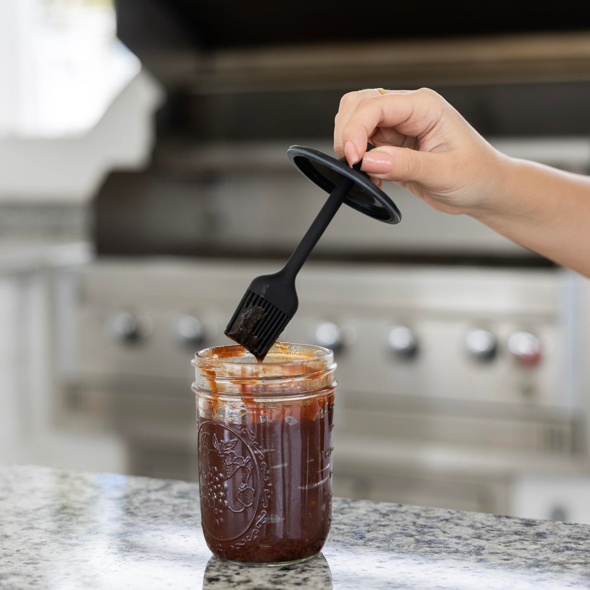 Jarware lid on a wide-mouth Ball jar demonstrates versatile sauces.