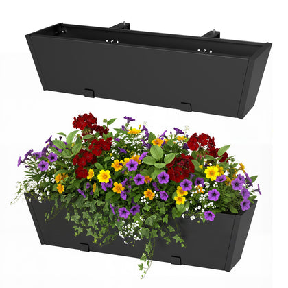 Jasdego railing planter box over-the-rail design saves space while housing vibrant greenery.