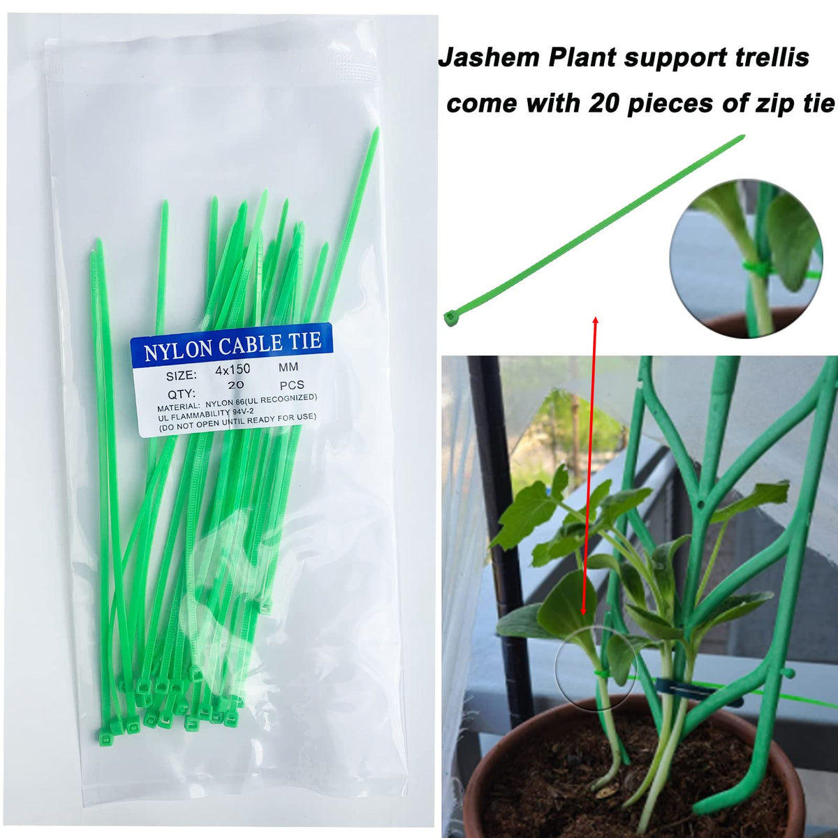 Jashem stackable trellis system configured for taller or wider plants