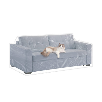 Jassoka Plastic Loveseat Cover shows 84W x 40D coverage with a clear protective layer