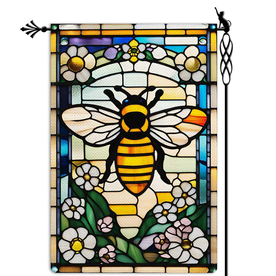 Jauageon Bee Happy flag double-sided for bright porch decor and year-round display.