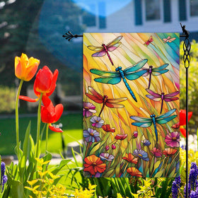 Jauageon burlap garden flag outdoors decor with rustic texture.