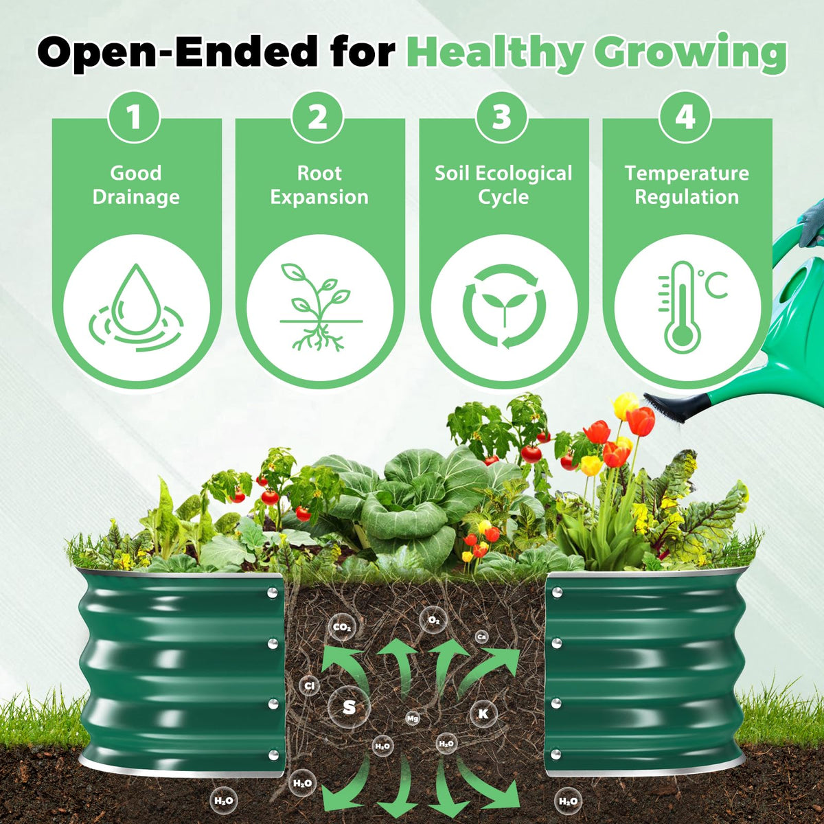 JAUZVIL open-bottom drainage promoting root aeration and moisture control