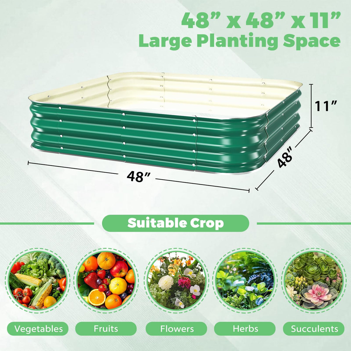 JAUZVIL outdoor view of 4x4 steel bed highlighting garden organization