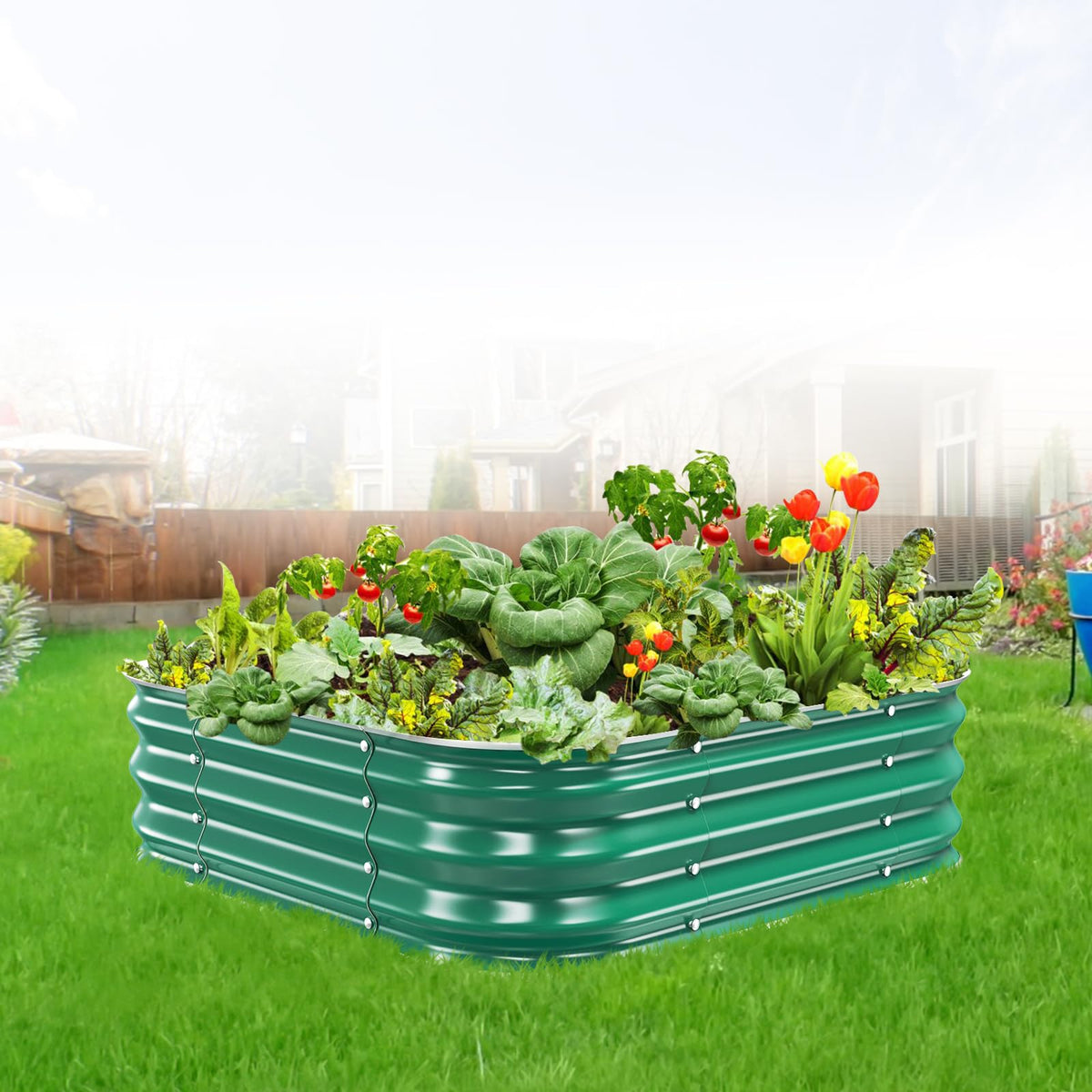 JAUZVIL galvanized raised bed panel close-up showing durable steel construction