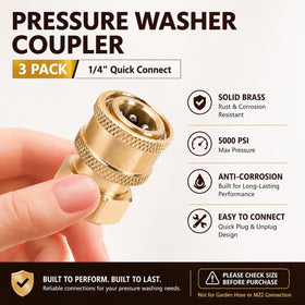 Javneo brass NPT adapter improves compatibility with hoses and spray accessories.