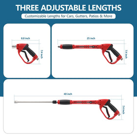 Javneo 40-inch wand extended to access high, hard-to-reach areas.