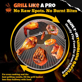 Jawjuly dual mesh panels ensure even browning on grill