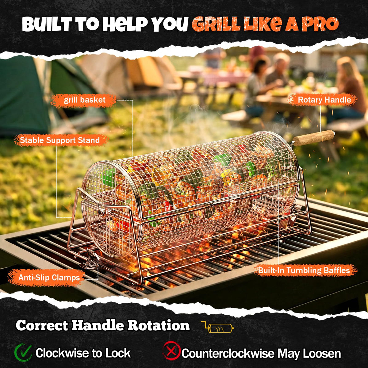 Jawjuly large-capacity vegetables on the grill for sharing
