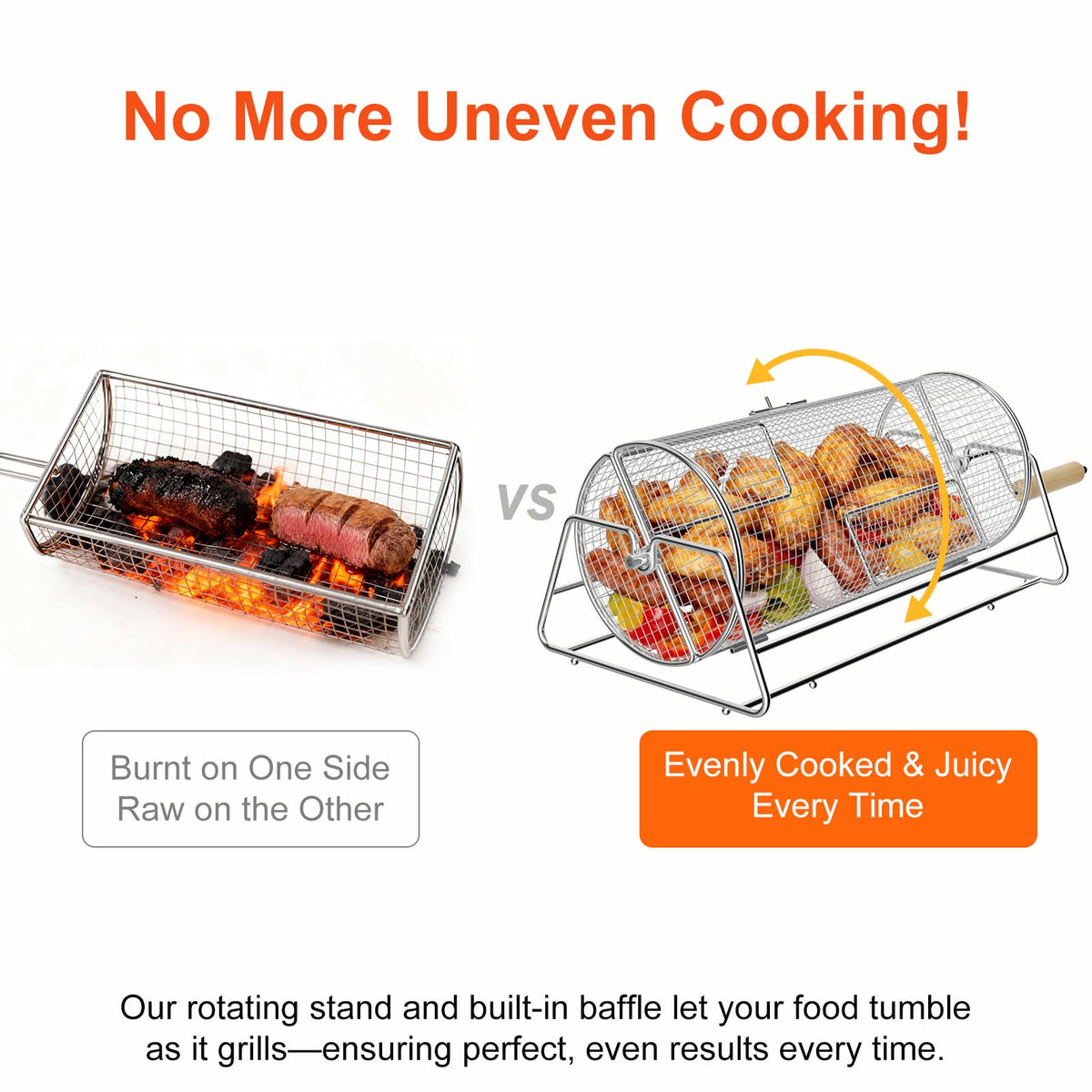 Jawjuly stainless steel grill basket with durable mesh supports long-lasting, healthy meals.