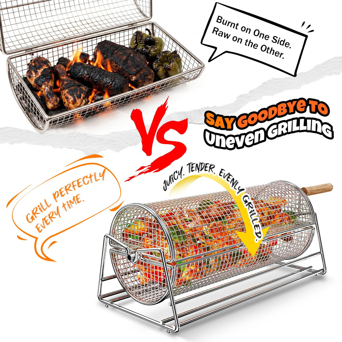 Jawjuly wooden handles grip design improves control during grilling