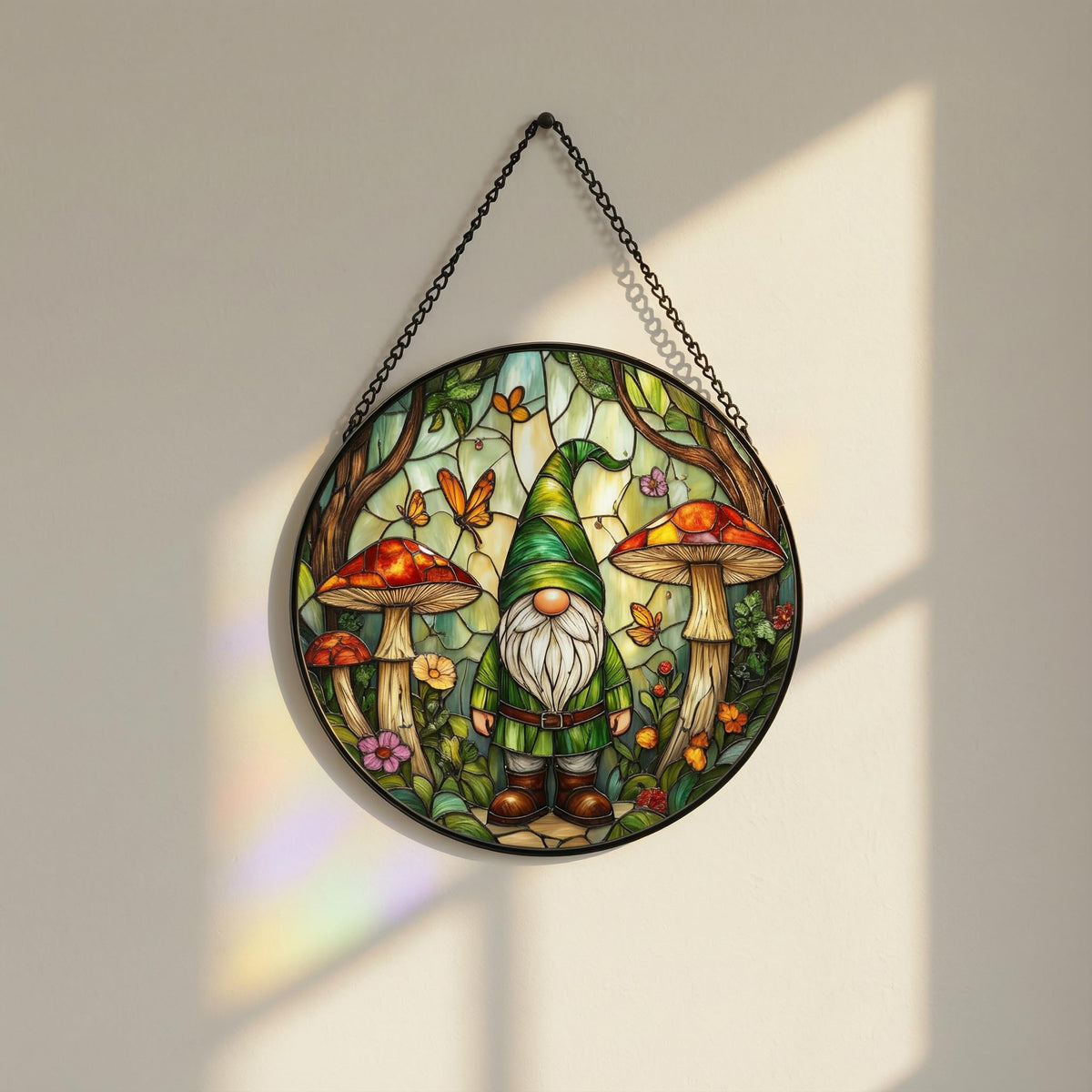 JAWNLITY gnome stained glass suncatcher makes a thoughtful gift for nature lovers.